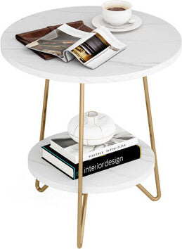 Everly Quinn 2 Tier Round End Table Side Table | 0231