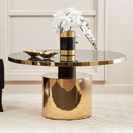 Royal Look Stainless Steel Coffee Table With Chrome Finish Mdf Top | 0431