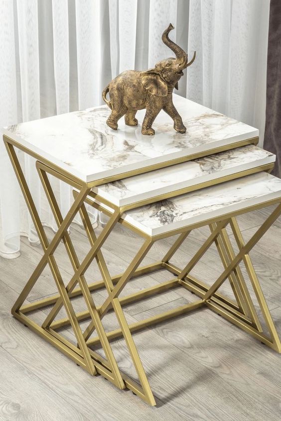 Stainless Steel Olywine Nesting Table With Chrome Finish| SST-5037