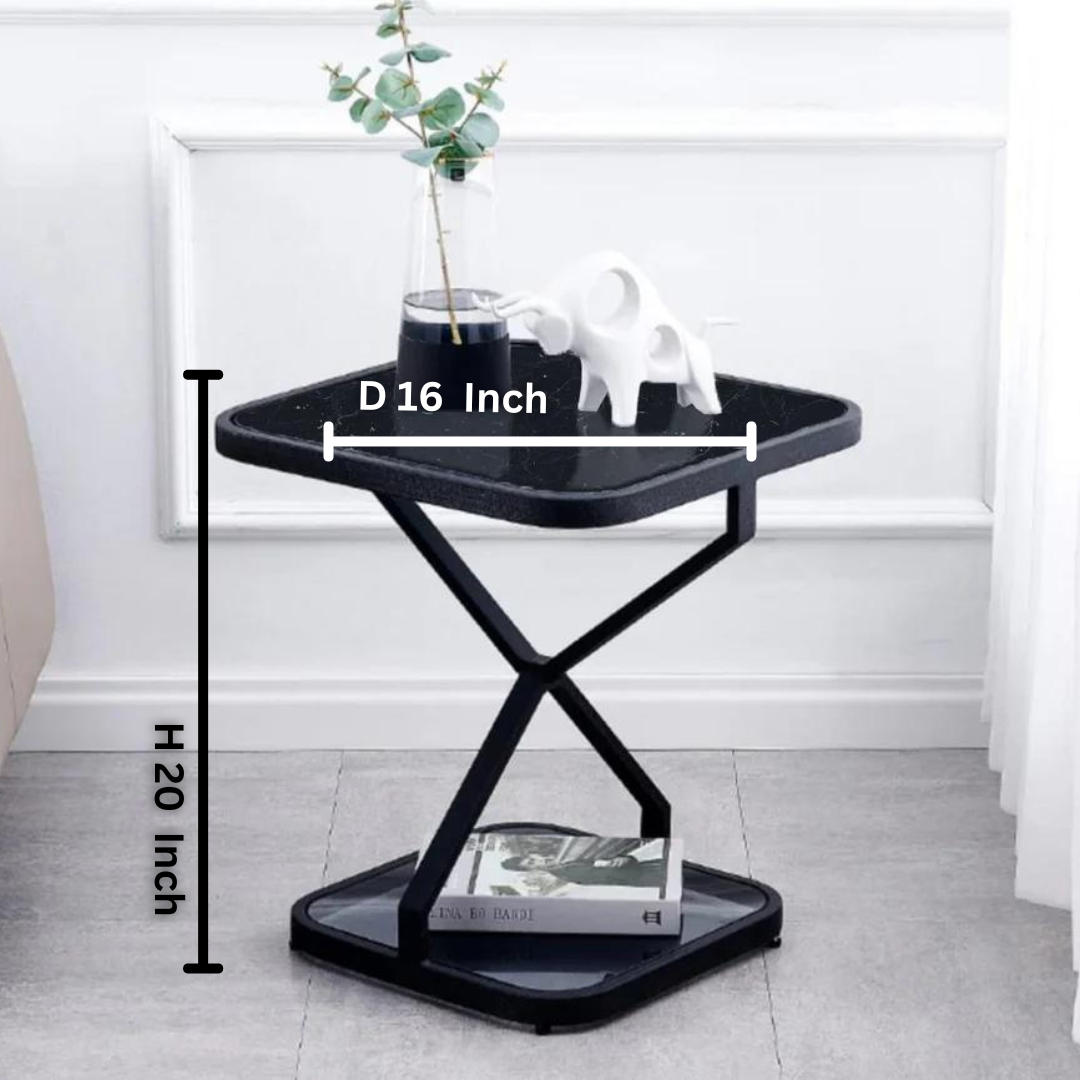 Round/Square Small Side Table with Iron Legs - Square | 0213