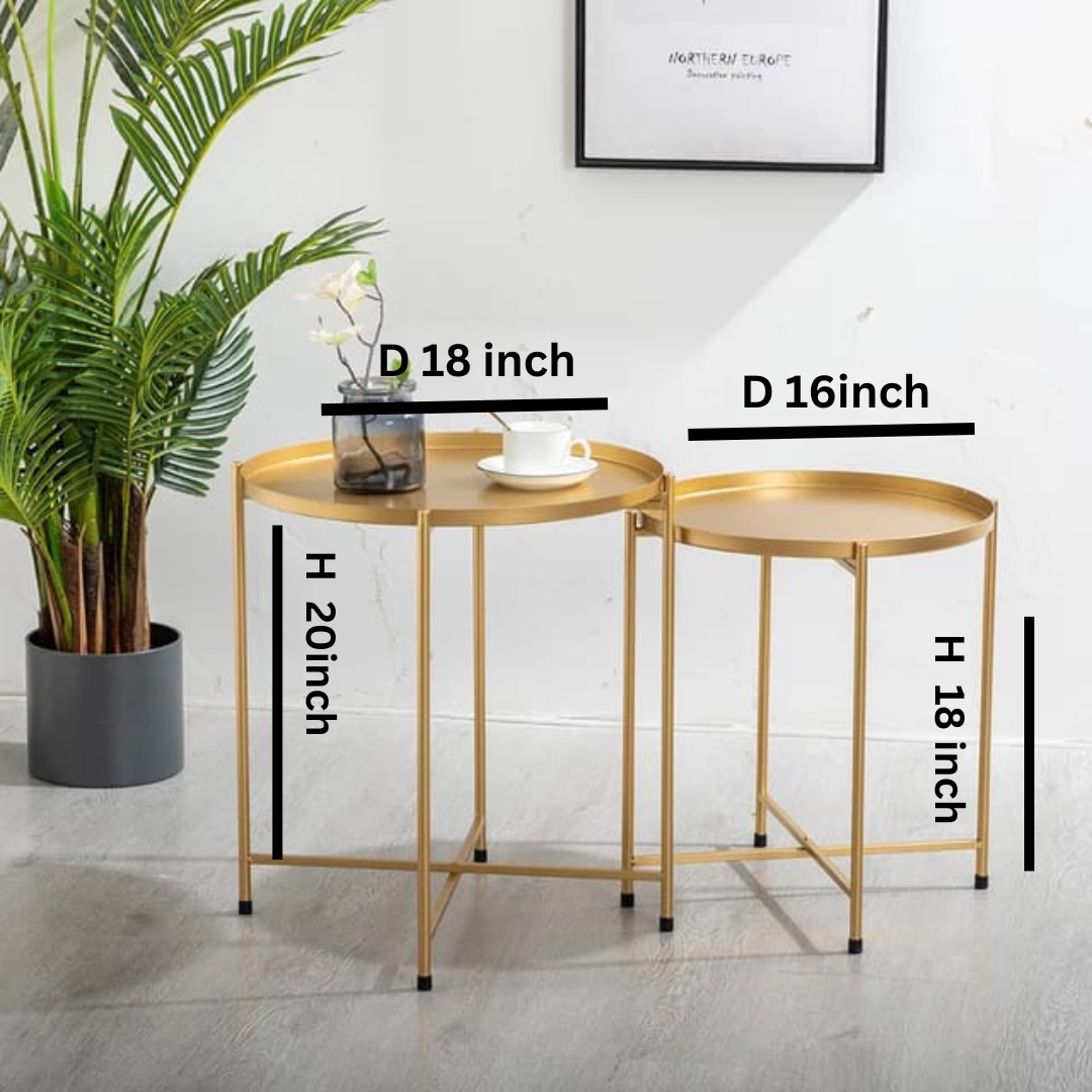Round Coffee Table, Metal Sofa Table, Serving Table,  Coffee Table (Pack of 2) | 0285