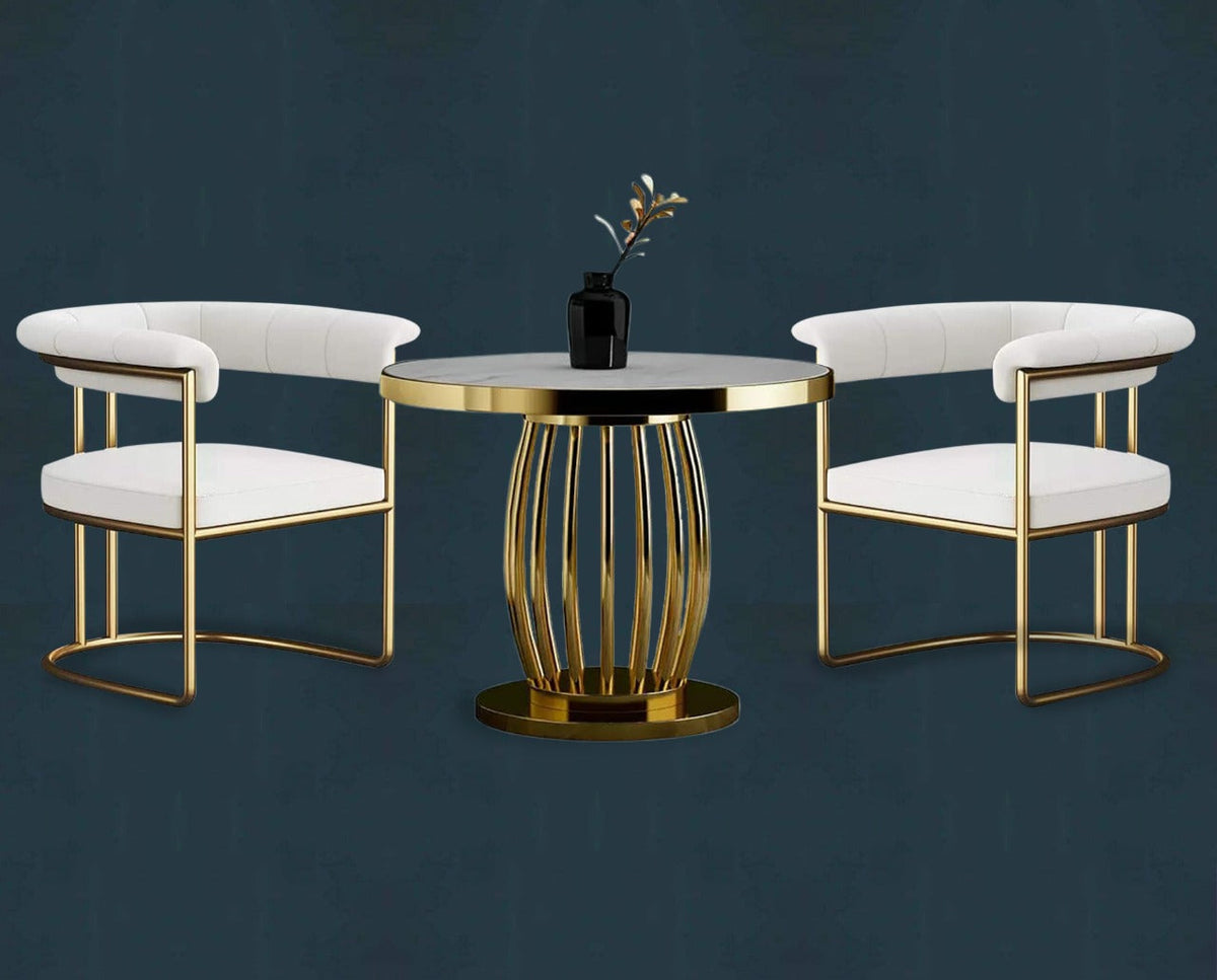 Luxury Style 2.Chairs & Round Table with Mdf Top 3.P Set | MSDT-0108