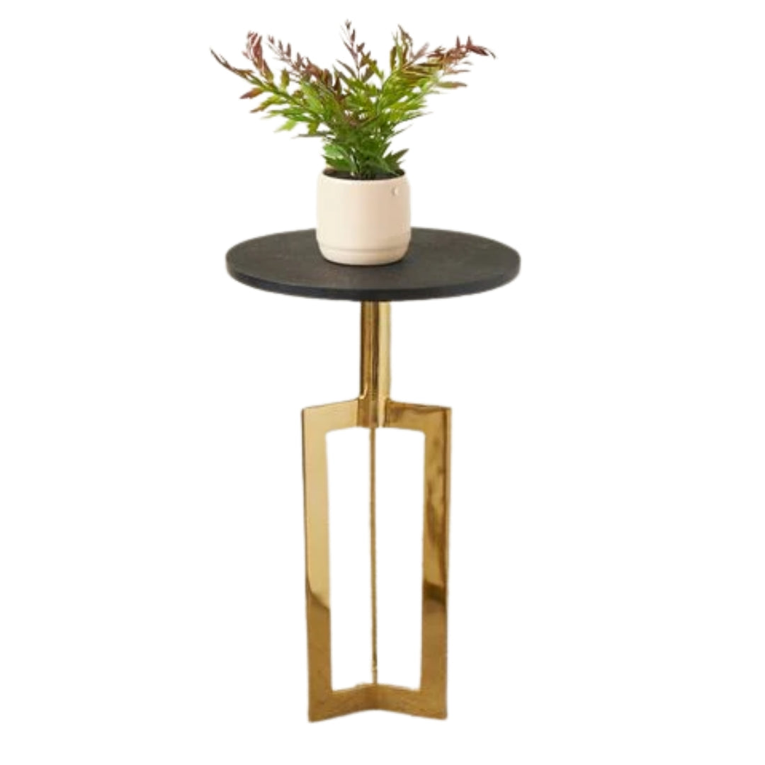 Luxury Gold Metal Geometric Accent Table  |  0371